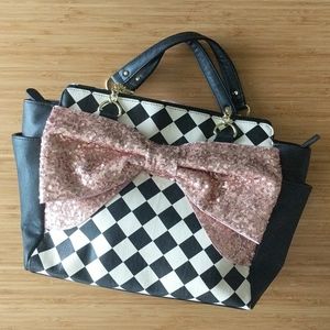 Betsey Johnson Large Sequin Bow Purse